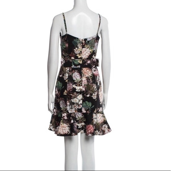 Nicholas Arielle Floral Belted Dress Black Green Pink - Picture 7 of 10
